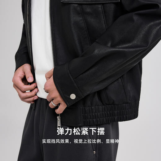 墨麦客男装2025秋季新款PU防风皮夹克男士复古做旧皮衣外套男。 商品图3