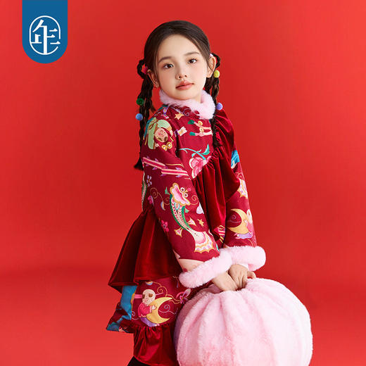 年衣童装中式公主裙女童冬季新品连衣裙国风加厚天马行空中式公主裙 商品图2