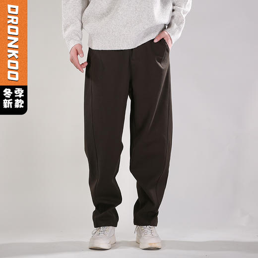 DRONKOO 2025 花色抽绳侧缝前移后侧双压褶粗斜纹厚休闲长裤 商品图0