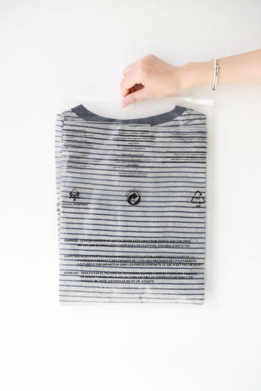 港风条纹tee，胸口小横标。法式宽松圆领套头情侣全棉长袖C122566 商品图12