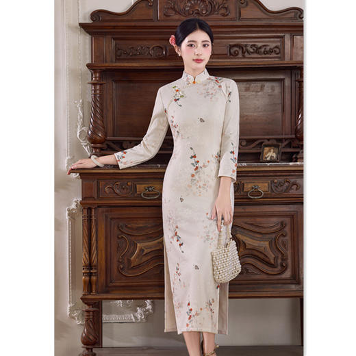 复古国风提花加绒年轻款旗袍新款改良新中式日常旗袍SYK661025 商品图2