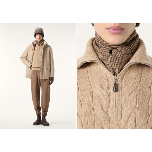 【非质量问题不退】英伦绅士 LOR* PIAN*A同款男士家属款 100%羊绒大翻领半拉链套头衫 重磅590g厚实绞花 质感可媲美柜货5位数 商品图0