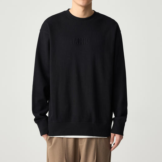 墨麦客男装加绒加厚圆领男士卫衣春秋季新款重磅保暖压花上衣情侣 商品图1