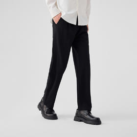 墨麦客链条纹针织休闲长裤男士2025春季新款简约拼接压线裤子男。