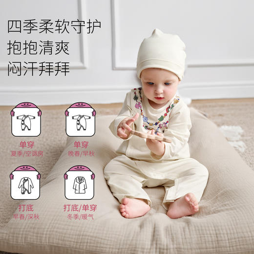 【宝宝服饰】嫚熙婴儿连体衣抱抱人果柔棉宝宝连身衣纯棉哈衣爬服 商品图3