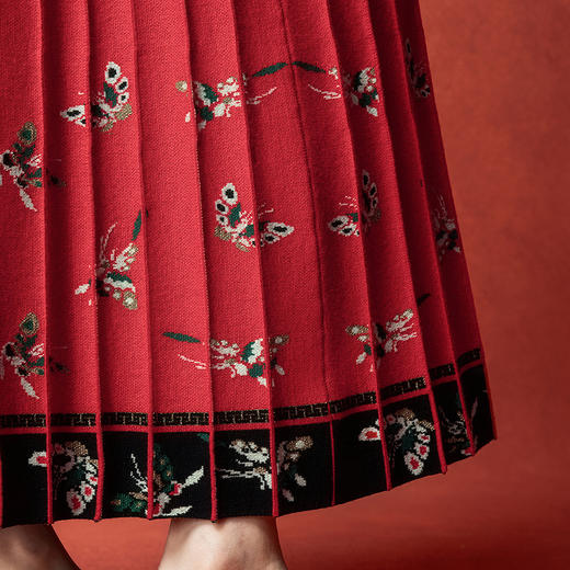 【林栖设计小店】福蝶鸣春|恭王府联名马面裙2026早春新款羊毛秋色毛织半身裙1961274 商品图6