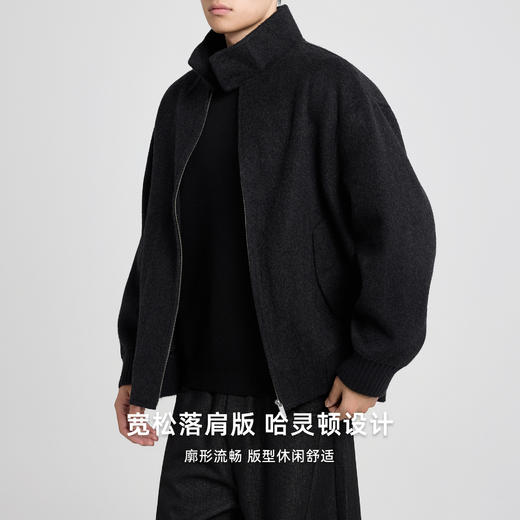 墨麦客男装哈灵顿立领毛呢外套男士2025秋季新款美利奴羊毛夹克男 商品图1