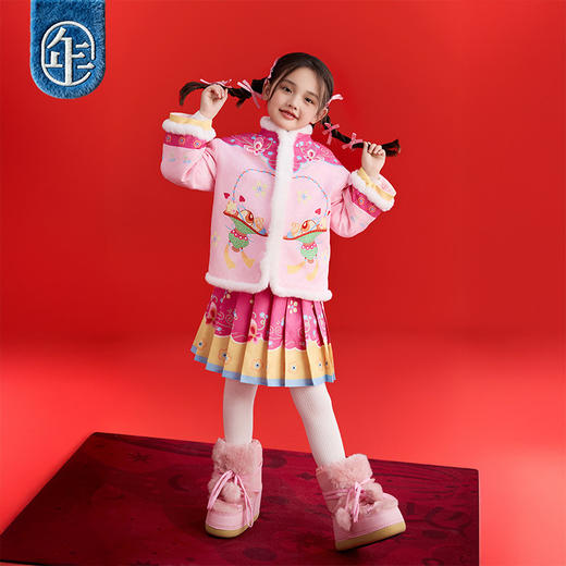年衣童装儿童加棉中式套装女童冬季新款中国风一路生花加棉中式套装 商品图2