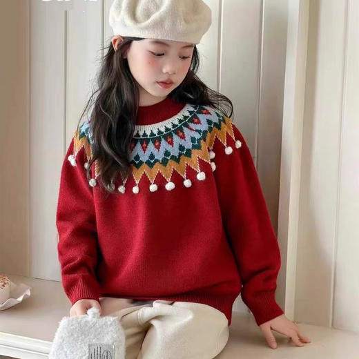 大童红色系费尔岛针织毛衣122306 商品图2