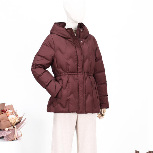 FOCALS新款时尚休闲绗缝收腰连帽白鸭绒短款羽绒服外套FRW8D071 商品图0