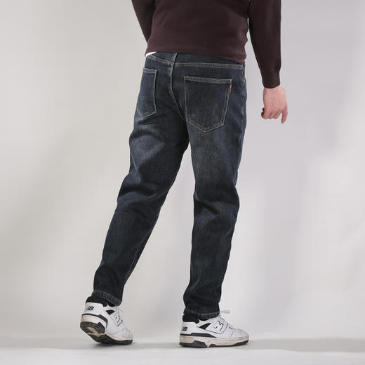 DRONKOO 2025 织带腰带表袋刺绣字母复合绒厚牛仔长裤 商品图3