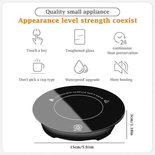 LiteLogy 高品质钢化玻璃加热盘 加固触控加热板 24小时智能恒温杯子加热器 商品图5