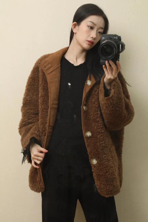get韩女穿搭【双面穿100%羊毛麂皮大衣】100%绵羊毛🦙手感柔软有弹性，内里复合麂皮~正反都可以穿WD 商品图5