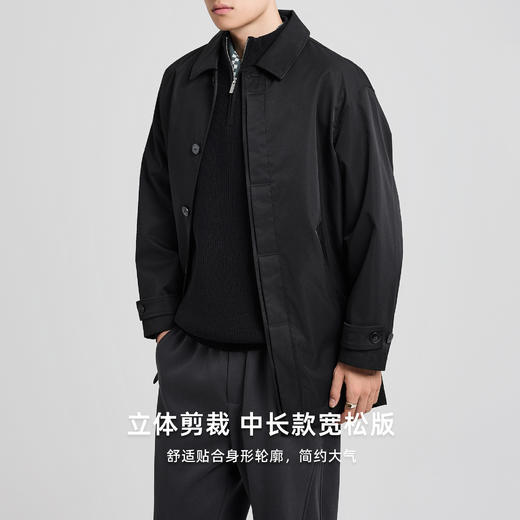 墨麦客男装中长款巴尔玛肯风衣男2025秋季新款翻领宽松休闲夹克男 商品图1