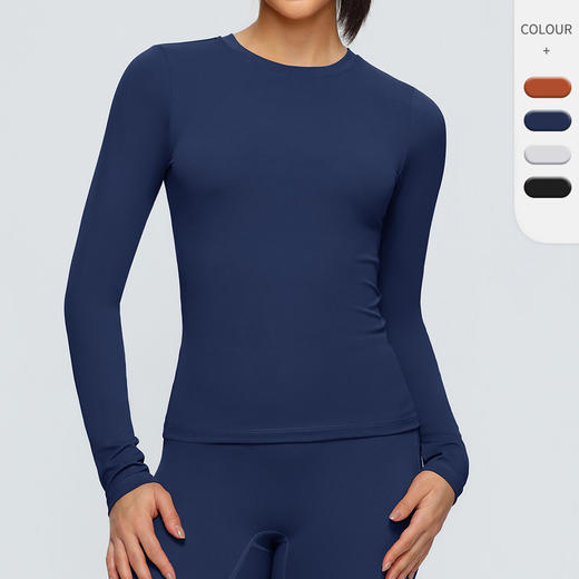 跃牌【欲动春风】系列 双面磨毛瑜伽长袖紧身训练运动T恤透气健身瑜伽服女52540 商品图0