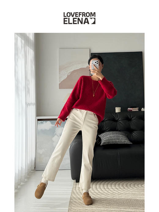 羊绒羊毛混纺 双旦特别款圆领针织衫 商品图4