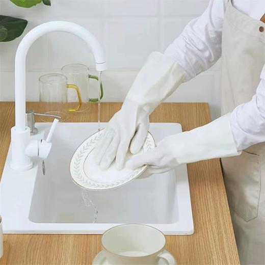 芳草地丁腈手套 加长加厚耐用橡胶手套 家务厨房清洁手套 M码一双 商品图1