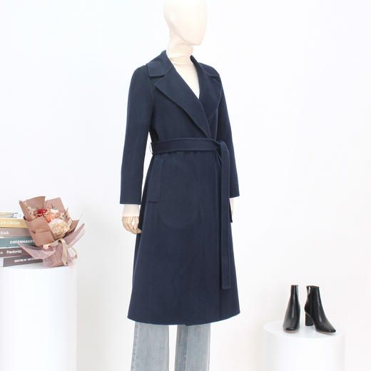 FOCALS福柯斯新款简约休闲纯色羊毛双面呢长款大衣外套F2YDK821B5 商品图1