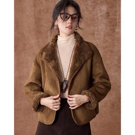 【预售15天左右发货】雾道 CANTO MOTTO复古立领麂皮绒女式外套WHX2413022【LA】 商品图0