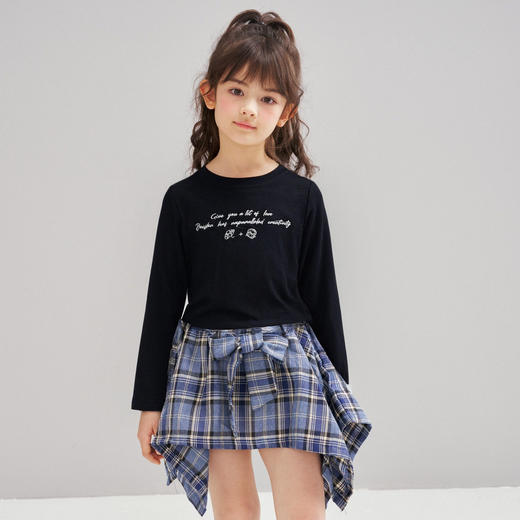 笛莎Deesha 2026春季女童基础印花腰间抽褶长袖T恤 商品图2