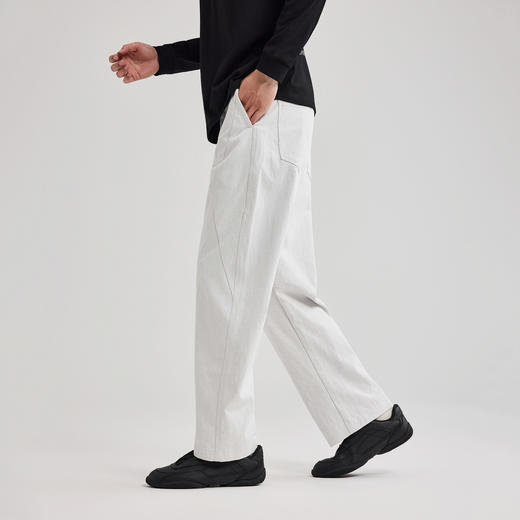 墨麦客男装色织仿牛仔小弯刀裤子男2025秋新款松紧腰长裤男91366 商品图2