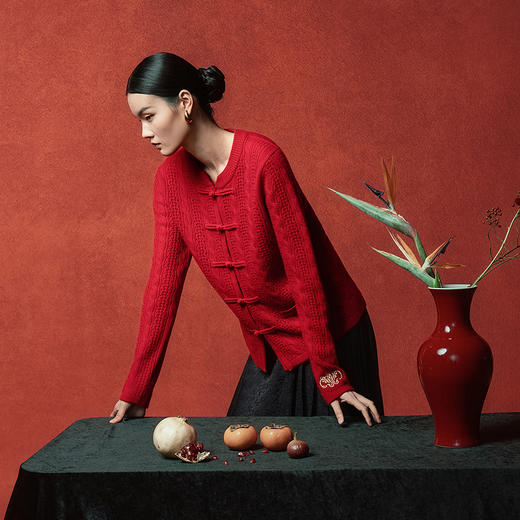 【林栖设计小店】锦花载褔|羊毛外套恭王府联名2026早春新款毛衣女1961258 商品图1