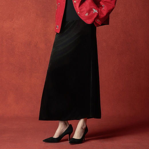 【林栖设计小店】月下福影|恭王府联名半身裙钻石丝绒2026早春新款鱼尾长裙女1961006 商品图3