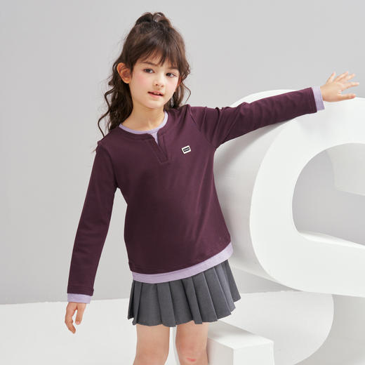 笛莎Deesha 2026春季女童时尚气质假两件长袖工恤 商品图1