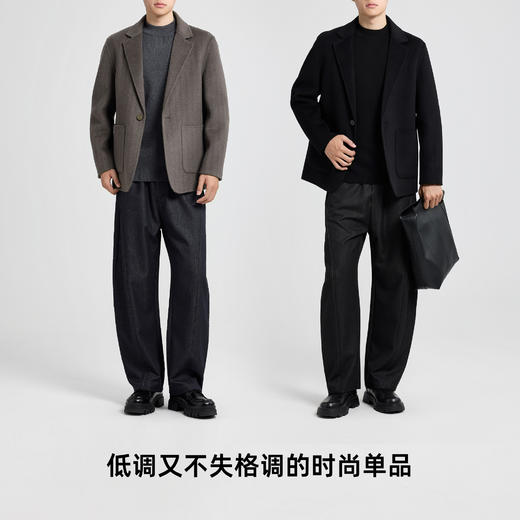 墨麦客男装2025年冬季新款双面羊毛呢西服外套男士单粒扣呢大衣男 商品图4