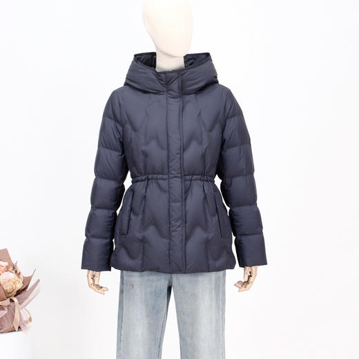 FOCALS新款时尚休闲绗缝收腰连帽白鸭绒短款羽绒服外套FRW8D071 商品图2