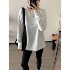 秋冬中长款加厚软糯膨体暖绒松弛感长袖T恤 休闲显瘦秋冬打底