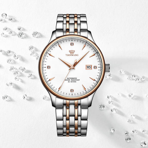 TWTC1611632 天王TIAN WANG 【礼盒套装】天王简约商务男表机械时尚大气钢带男士手表 商品图0