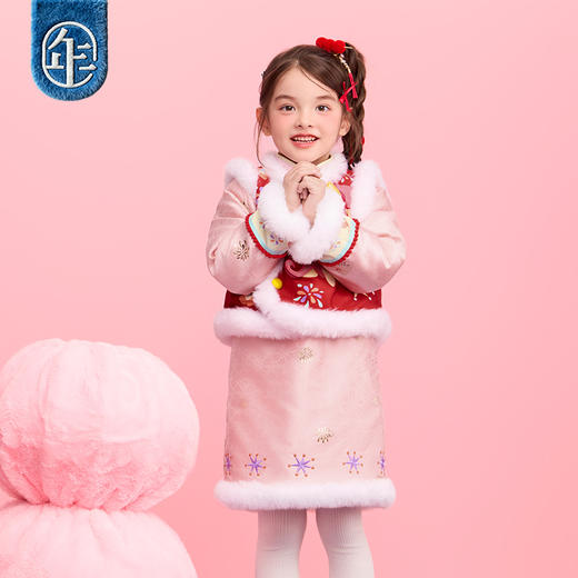 小马宝莉联名年衣童装马褂套装冬季新款中式小马宝莉新年旗袍套装 商品图4