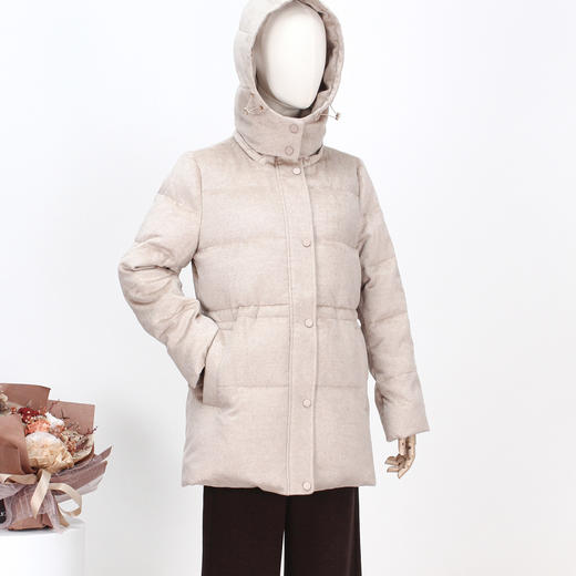 FOCALS新款蚕丝驼绒连帽立领时尚休闲保暖短款鹅绒服FRSDD532M2 商品图2