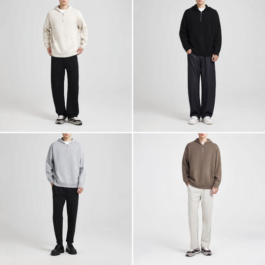 墨麦客男装2025年秋冬季新款远红外辐射升温连帽纯色针织衫毛衣男 商品图4