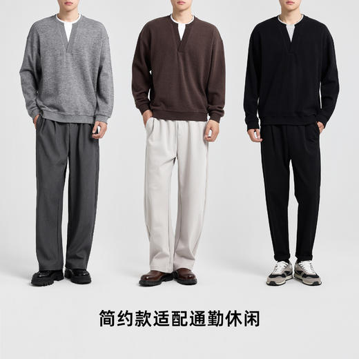 墨麦客男装2025年秋季新款仿毛织肌理针织圆领撞色假两件卫衣男潮 商品图4