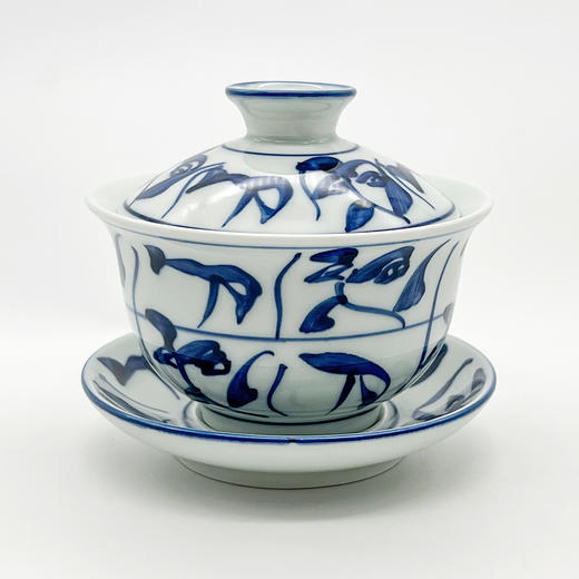 俊德丨 景德镇瓷 经典手绘刀字纹 老茶花纹 青花瓷盖碗 160ml 商品图7