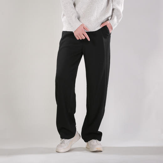 DRONKOO 2025 抽绳松紧腰左袋金属标后单贴袋竖纹料厚休闲长裤 商品图1