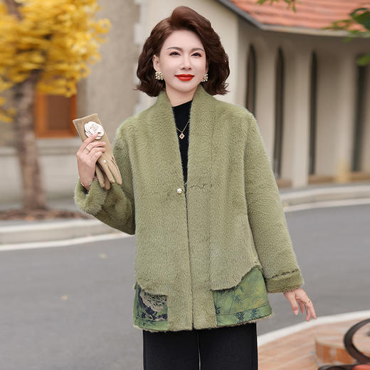 FW 2691新中式妈妈冬装外套皮毛一体皮毛洋气加厚大衣 商品图2