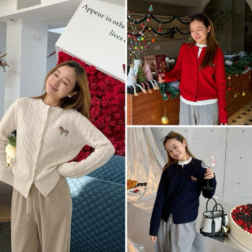 2512412    “新年” 细绞花 针织开衫 商品图0