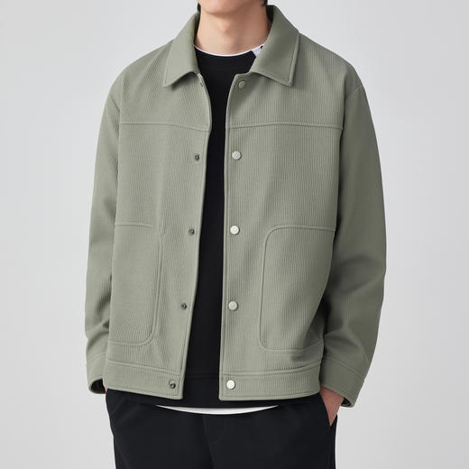 墨麦客 竖条肌理感男士翻领夹克春秋季新款多口袋工装外套男80860 商品图0