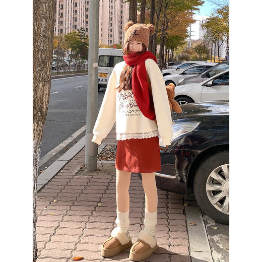 <曾小咸推荐>现货秒杀 ！微信超特价！3色韩系复古毛呢半裙 日常149.99 立减70 秒杀79.99！！杏咖蓝条毛衣秒杀89.99！！ 商品图3