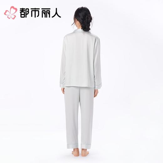都市丽人女士睡衣红品红色薄家居服冰雪丝长袖长裤套装LHC0B101 商品图2