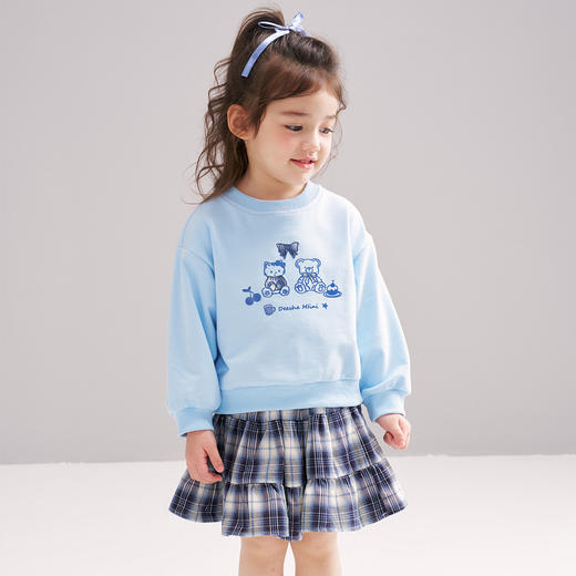 笛莎Deesha 2026春季女童休闲卫衣时尚格纹半裙套装 商品图1