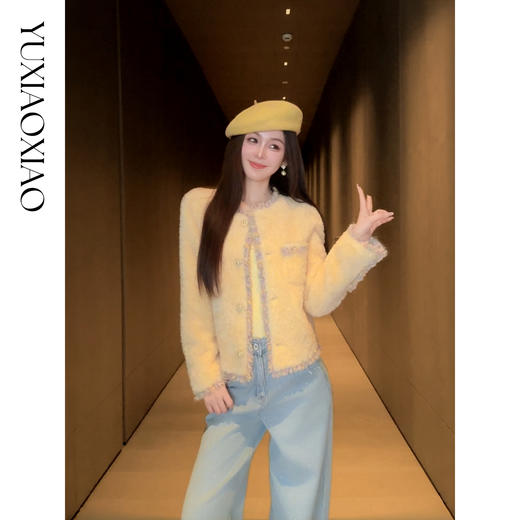 余潇潇【糖彩嘉年华】100羊毛颗粒彩色流苏边珍珠扣圆领小香风外套 商品图3