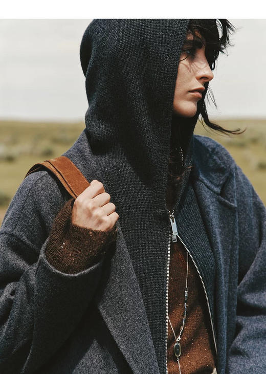 moco可拆卸针织连帽双面呢大衣122505 商品图3