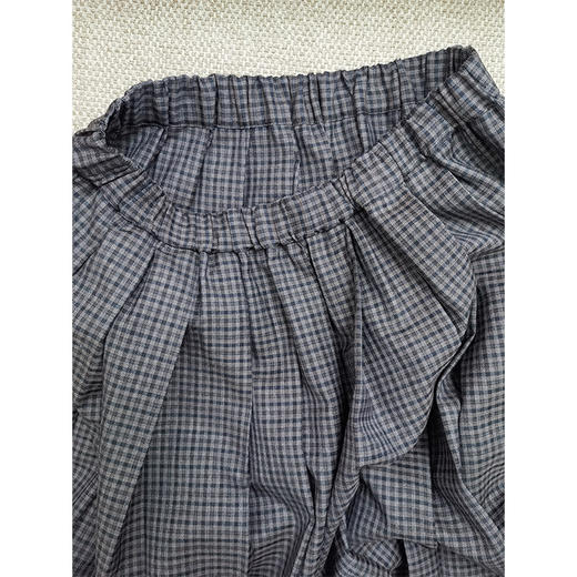 【贝拉推荐】夜间咖啡馆 文艺深灰小格纹百褶裙 精纺羊毛显瘦百搭 橡筋松紧腰头 商品图6