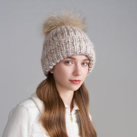 （丹妈）Kenmont卡蒙针织帽女2025冬季新款彩色毛线帽子保暖毛球帽子