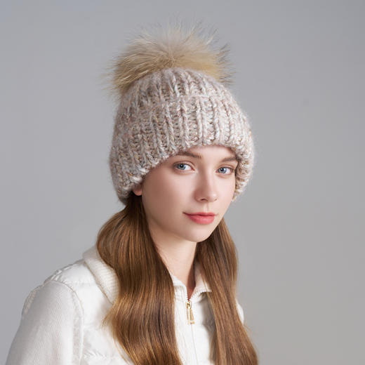 （丹妈）Kenmont卡蒙针织帽女2025冬季新款彩色毛线帽子保暖毛球帽子 商品图0