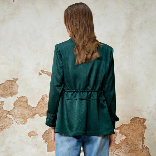 EITIE爱特爱简约通勤百搭抽绳收腰显瘦风衣外套2025春季新款8104804 商品图4